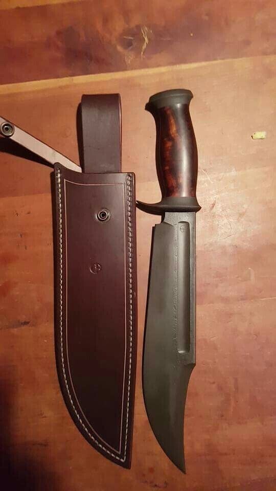 CUSTOM HANDMADE D2 TOOL STEEL BOWIE KNIFE HUNTING CAMPING KNIFE WITH SHEATH