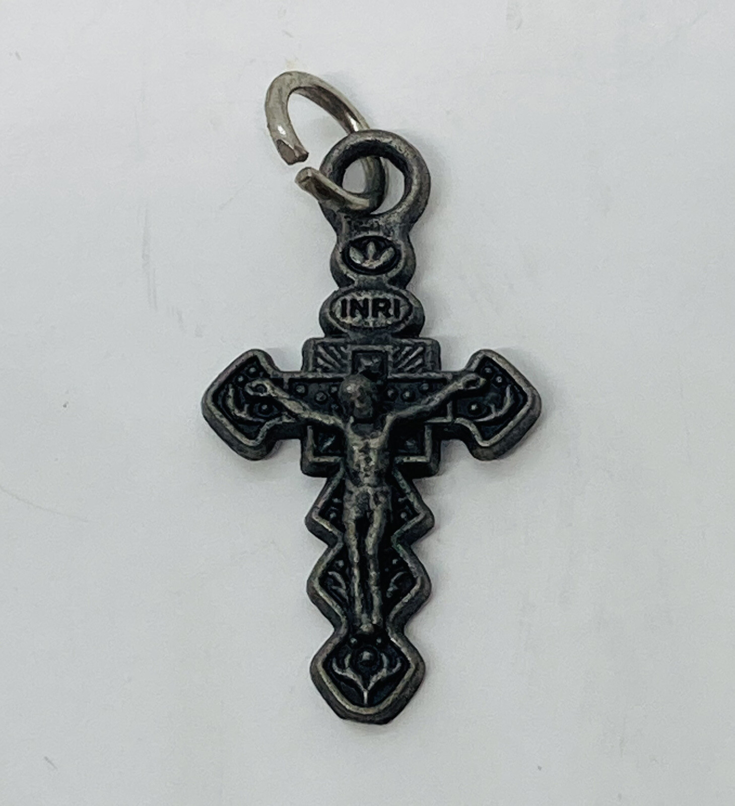 Vintage 1960s Bronze Crucifix Pendant Cross 1.25” Jewelry Handmade Art 16