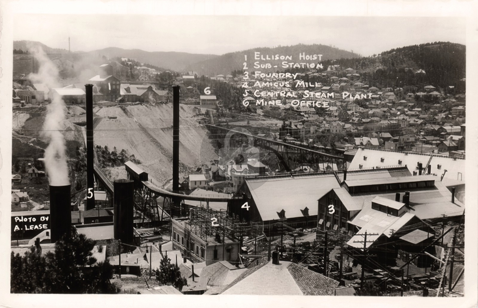 Lead SD Homestake Mine Individual Buildings RPPC Photo Postcard COPY