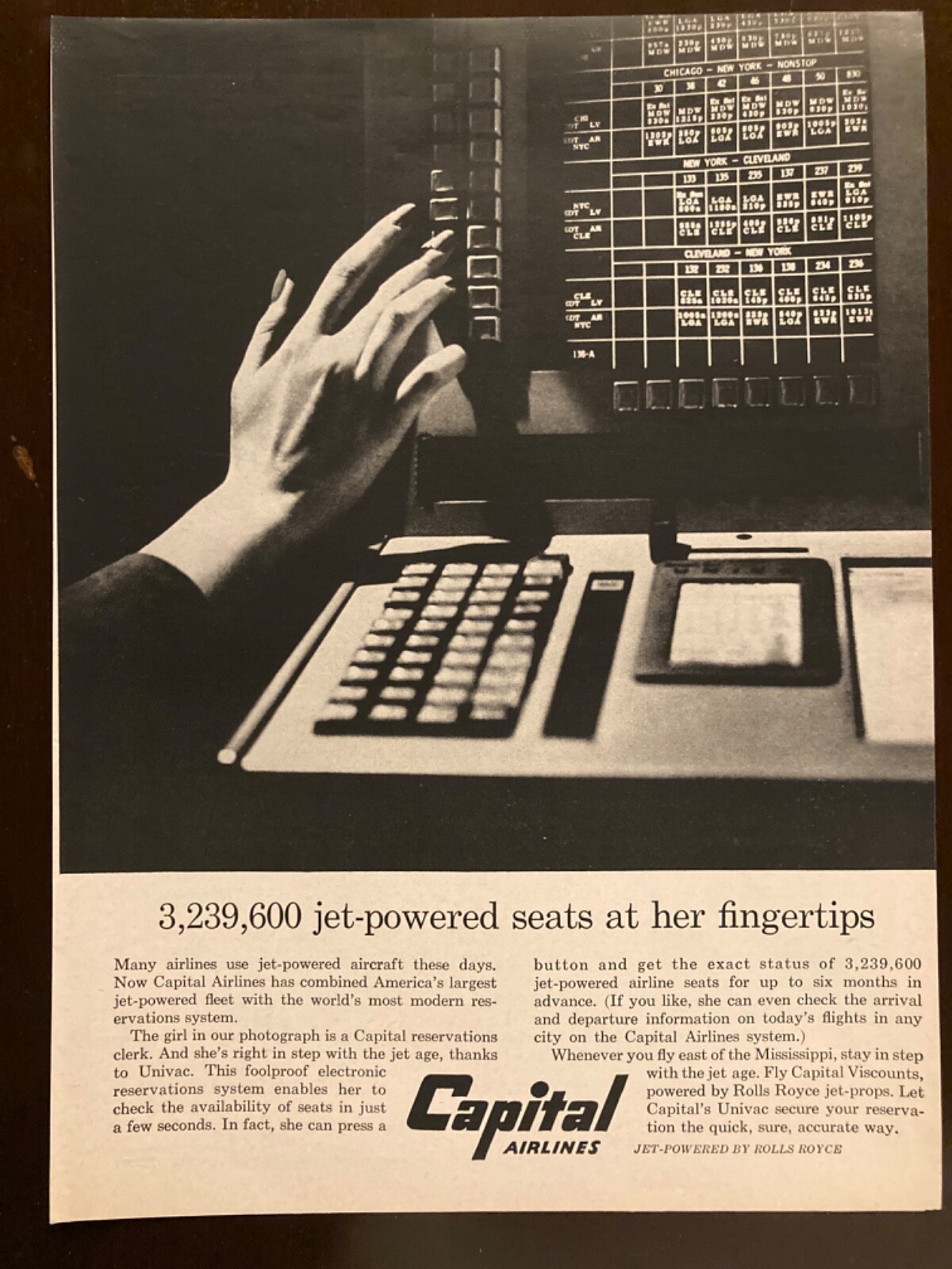 1959 Time Magazine ad - CAPITAL AIRLINES