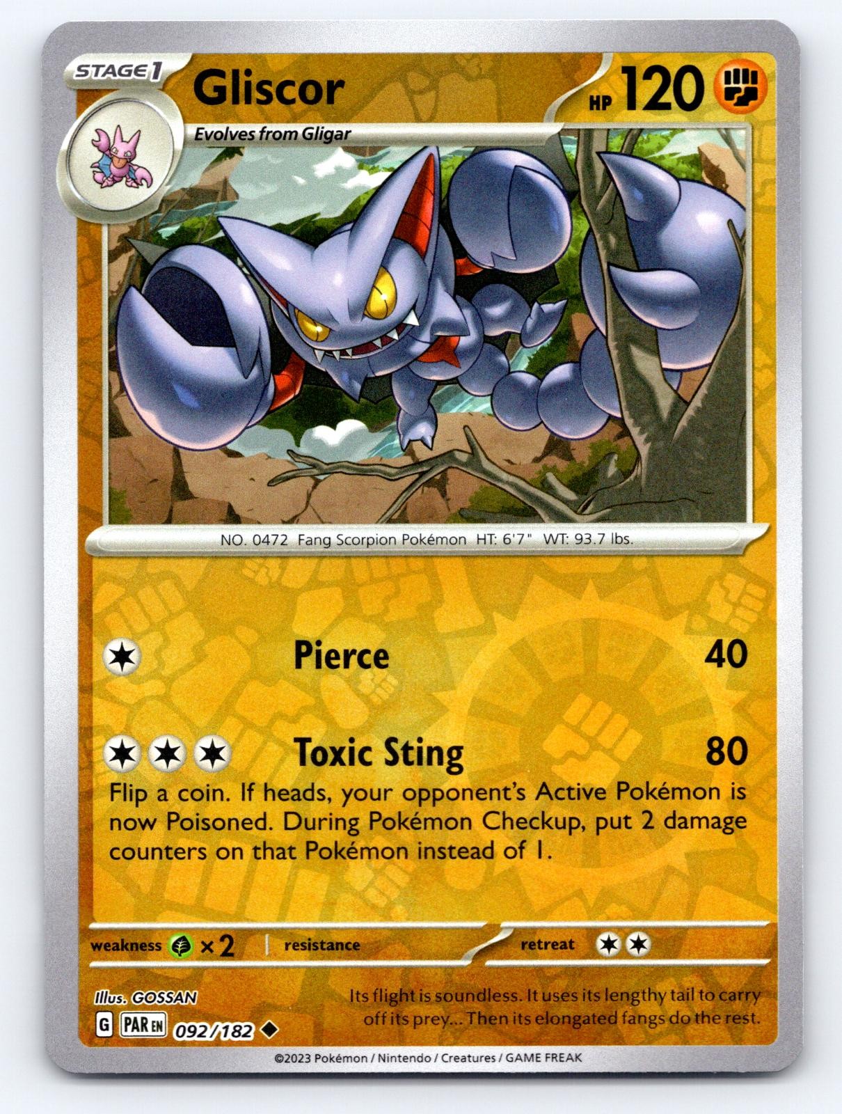 Gliscor 092/182 Uncommon Paradox Rift Pokemon Reverse Holo Lightly Played