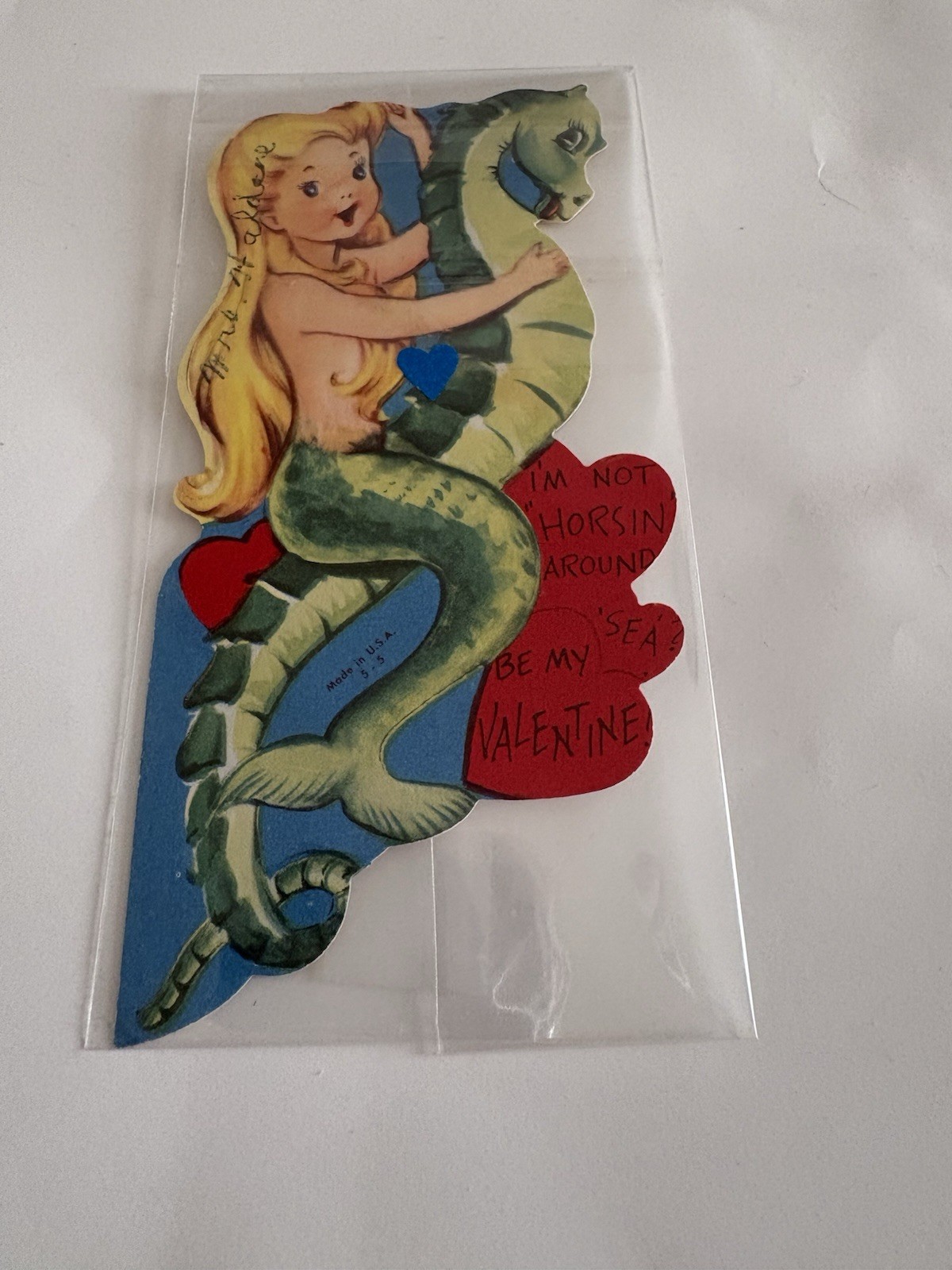 Vintage Valentine  Card — Mermaid Original — Hard To Find