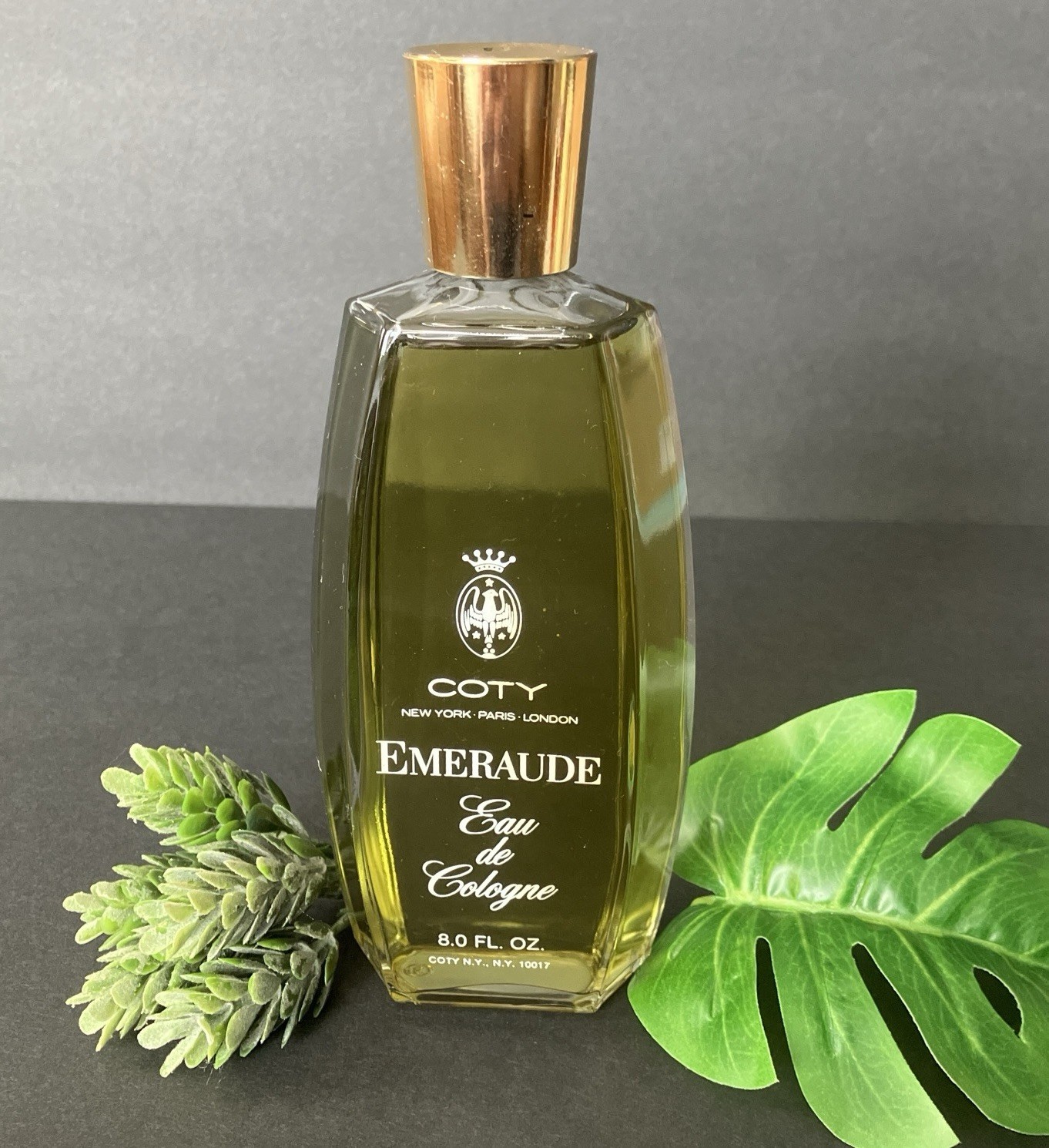 Vintage Coty Emeraude Eau de Cologne Splash-On 8 oz. Green Bottle NEW No Box