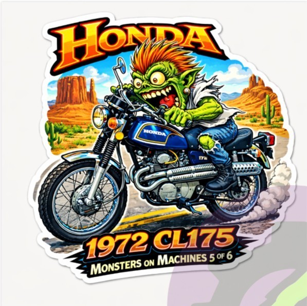 1972 Honda CL175 9x9cm Durable Die-Cut Vinyl Sticker Arizona Desert  5-6