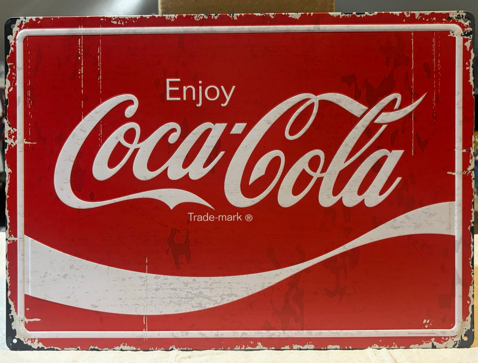 Coca-Cola Coke vintage replica Red & White Metal Garage Sign 12”x16.75”