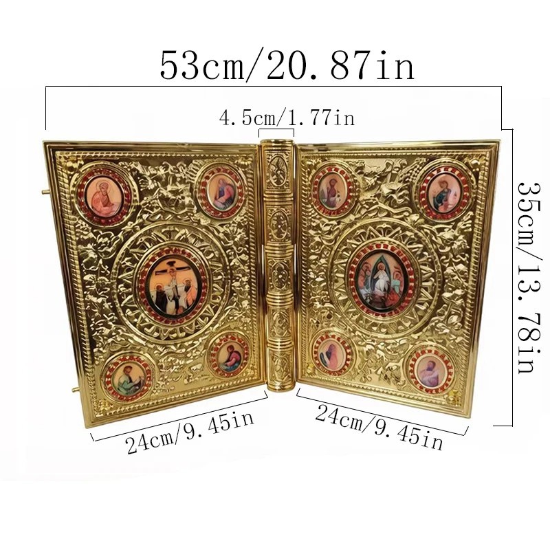 Orthodox Holy Gospel Book Cover Glden Red Enamel Saint Icons Church Home Prayers