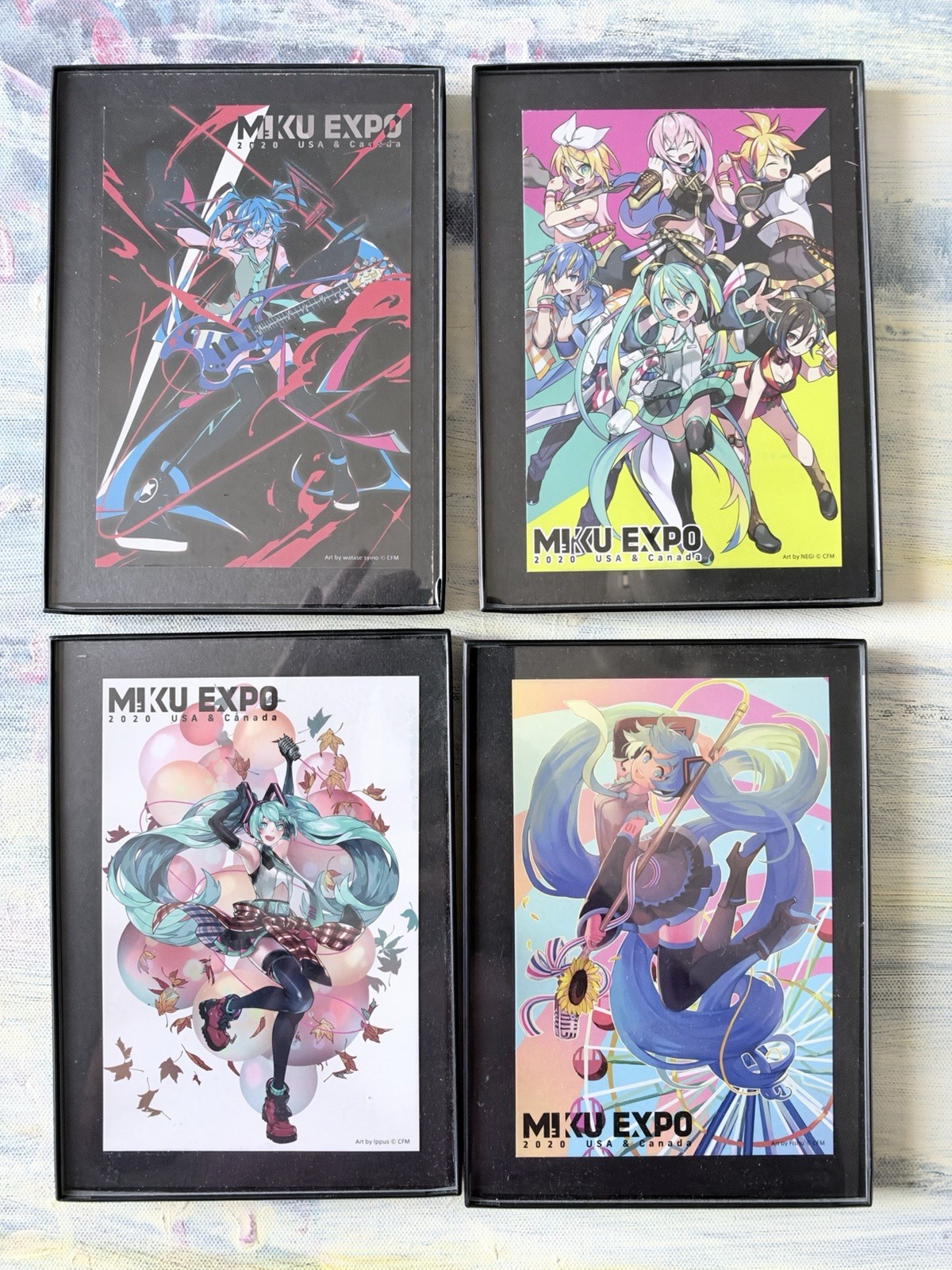 Hatsune Miku Expo 2020 USA Canada Framed Art Set Miku Rin Len Luka KAITO MEIKO