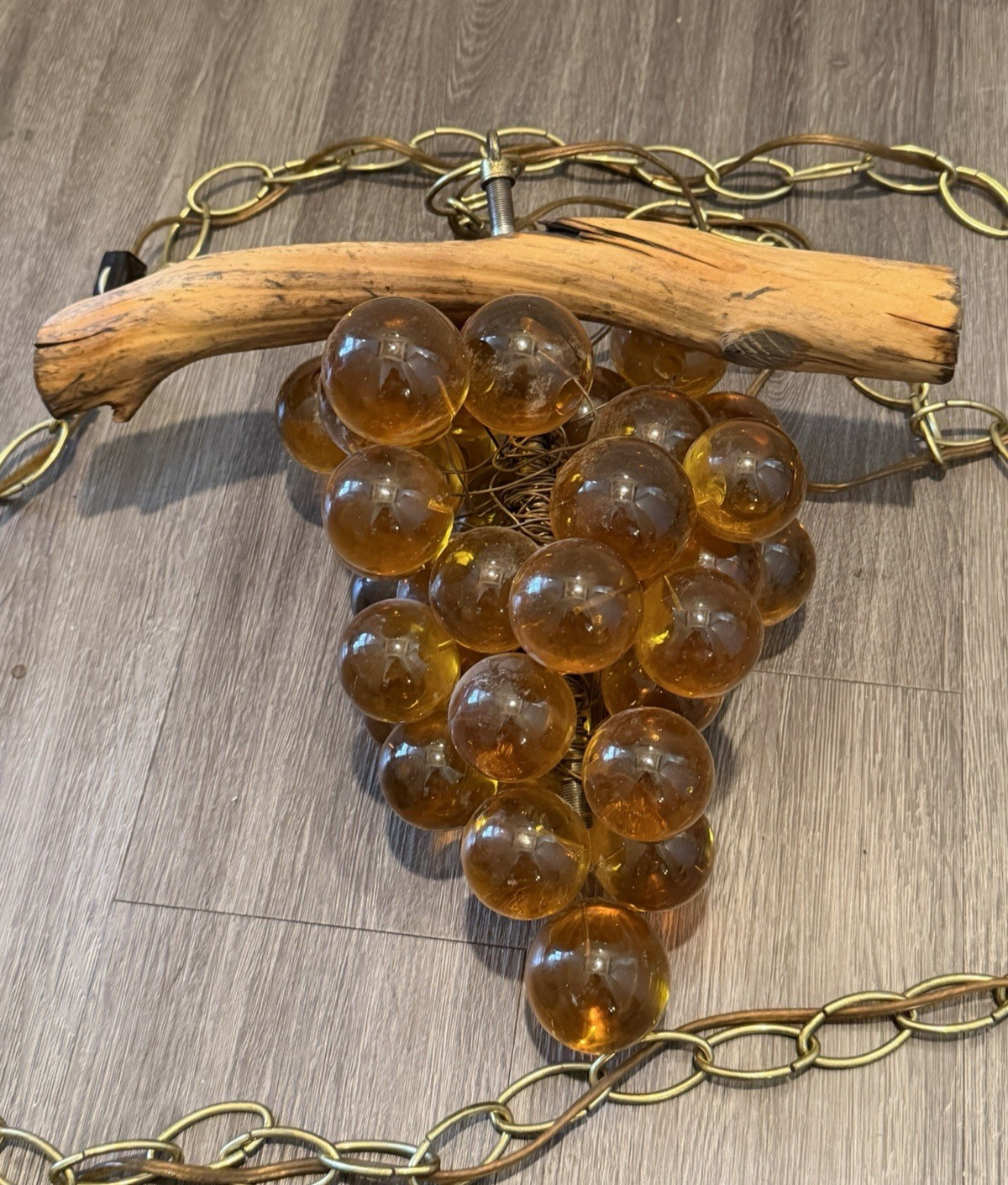 Vintage Lucite Acrylic Yellow Grape Cluster Hang Swag MCM Decor