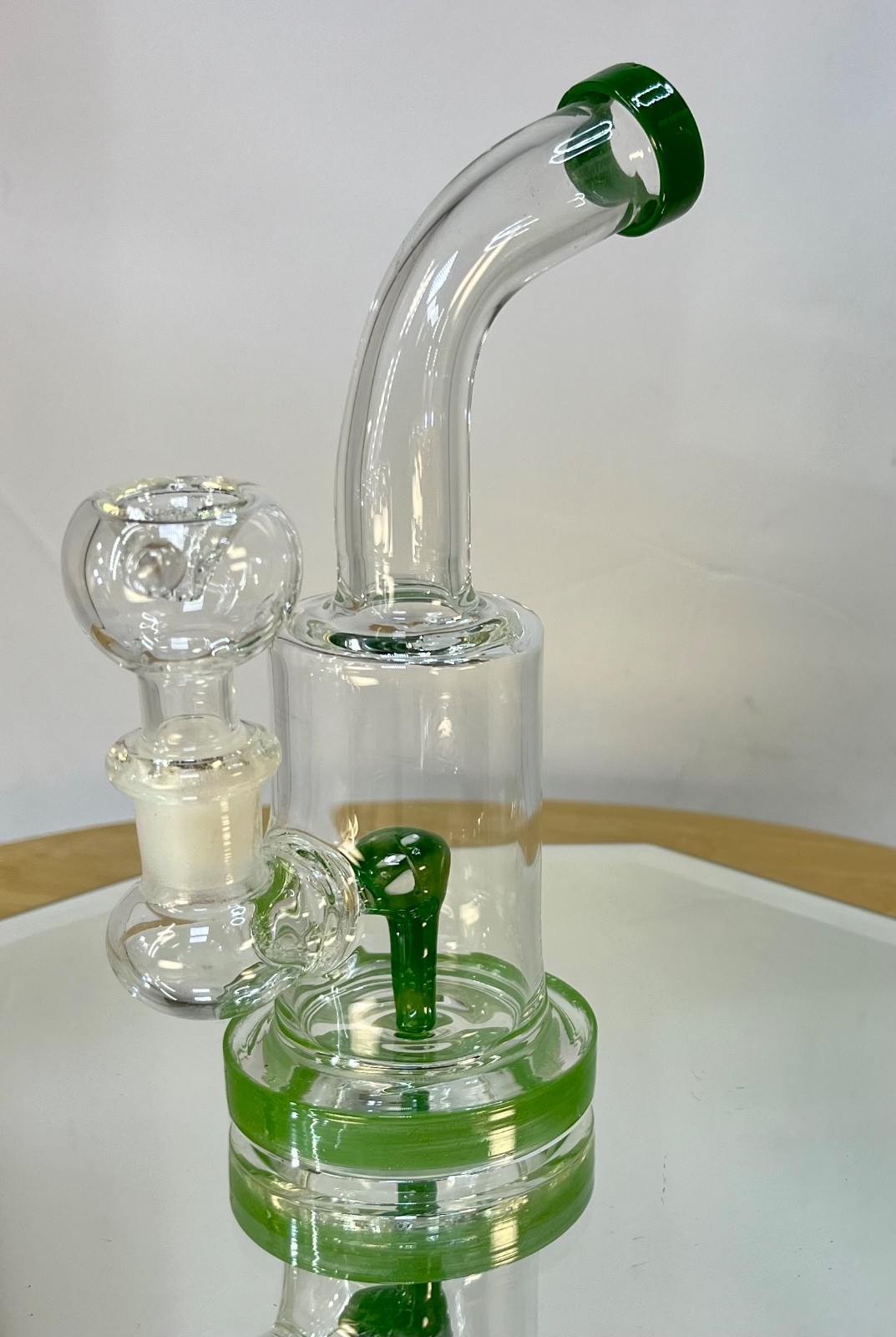 6” Glass Tobacco Water Pipe Bowl Shower Hookah Green Mushroom Percolator