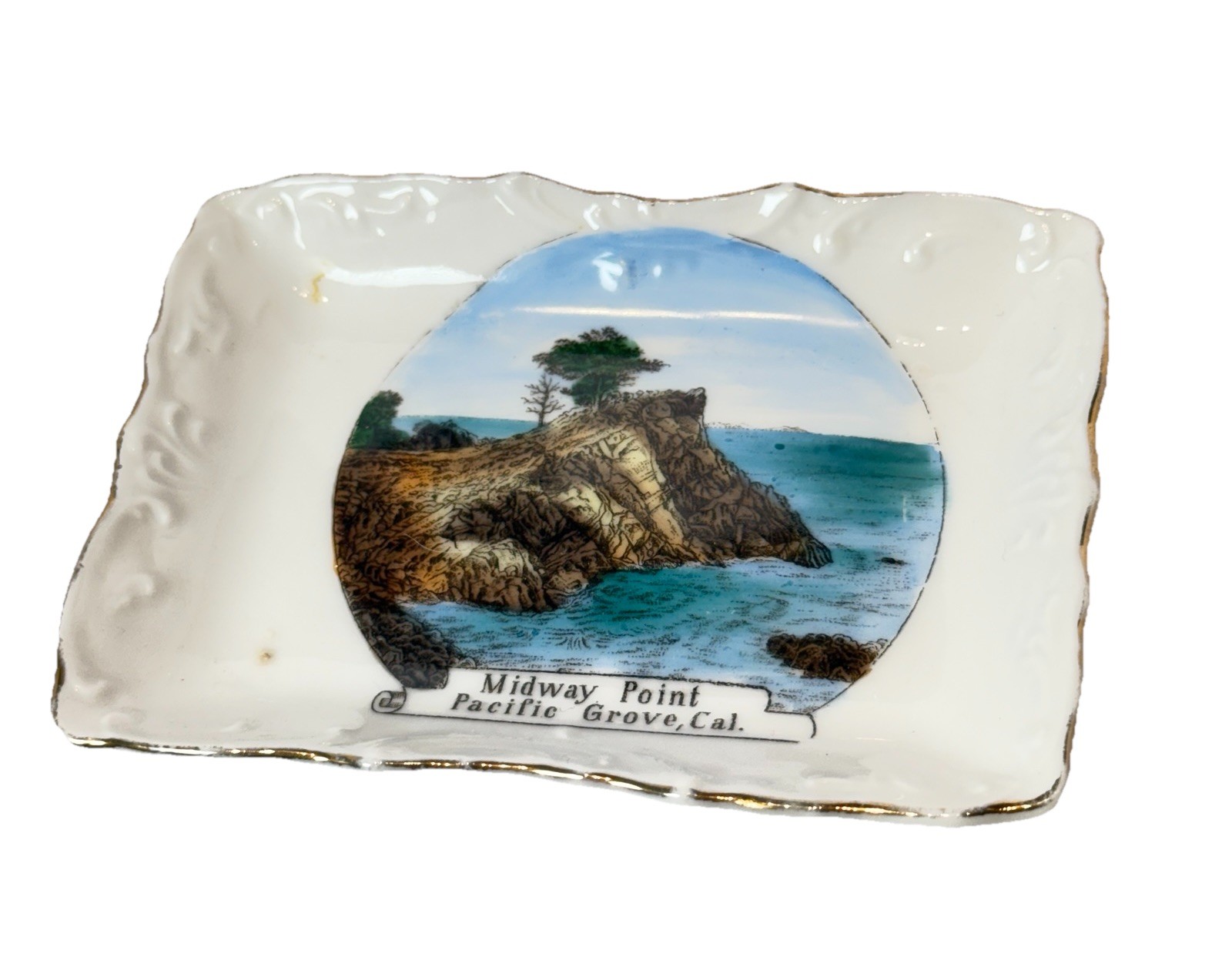 PACIFIC GROVE , CALIFORNIA  Antique MIDWAY POINT Souvenir China Dish Plate