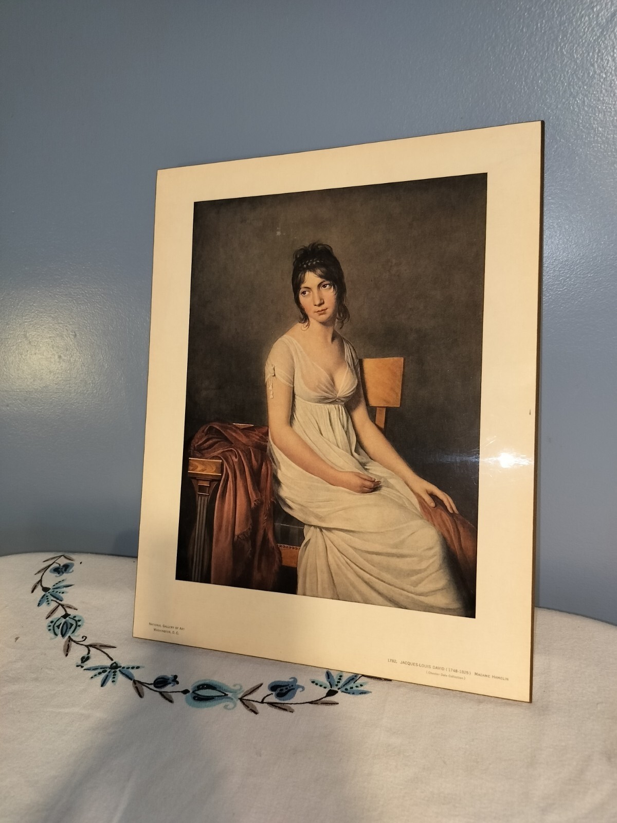 Vintage Jacques-Louis David Madame Hamelin Wood Plaque No.1782
