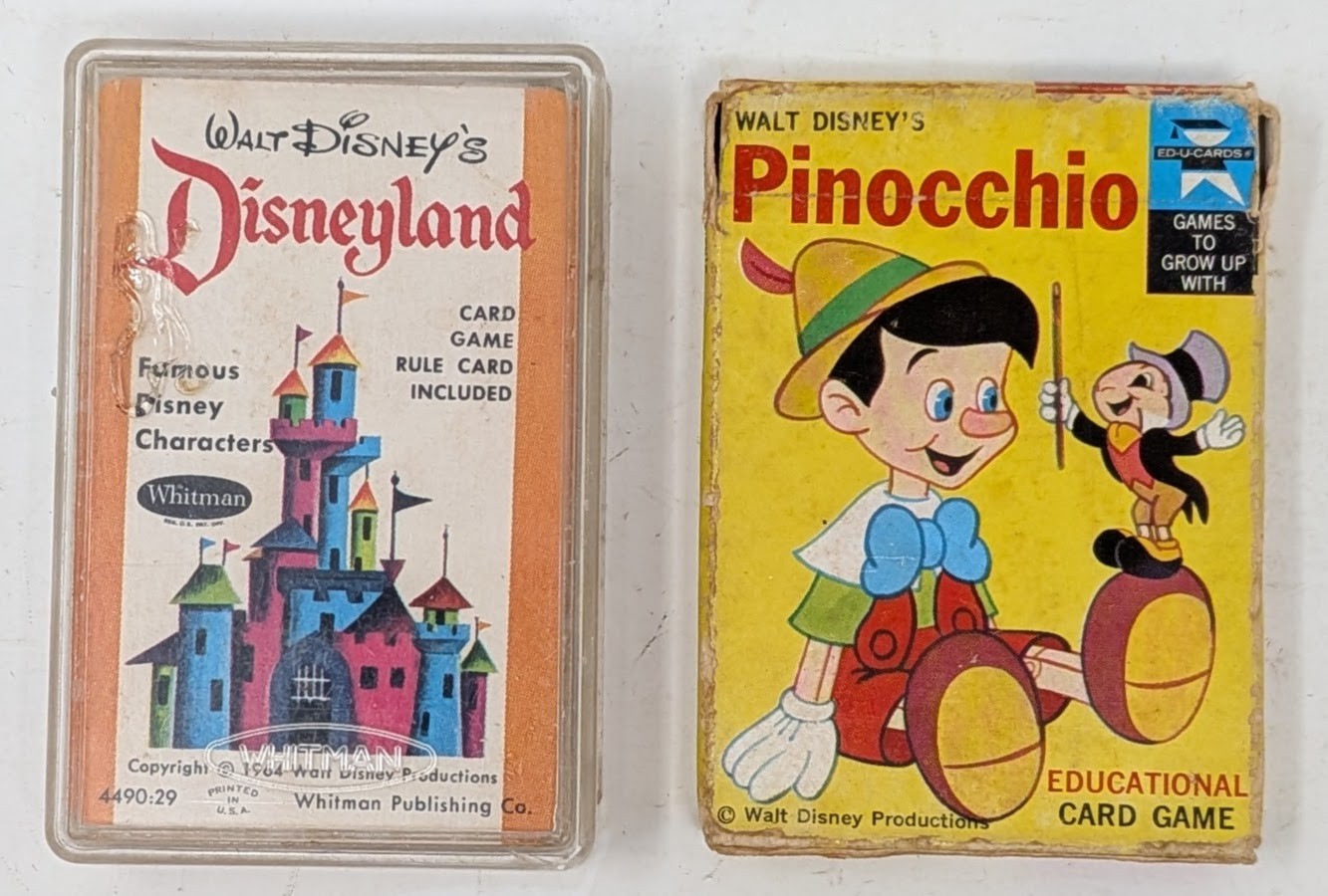 Vintage Walt Disney's Disneyland Card Game 1964 + Pinocchio Whitman - Complete