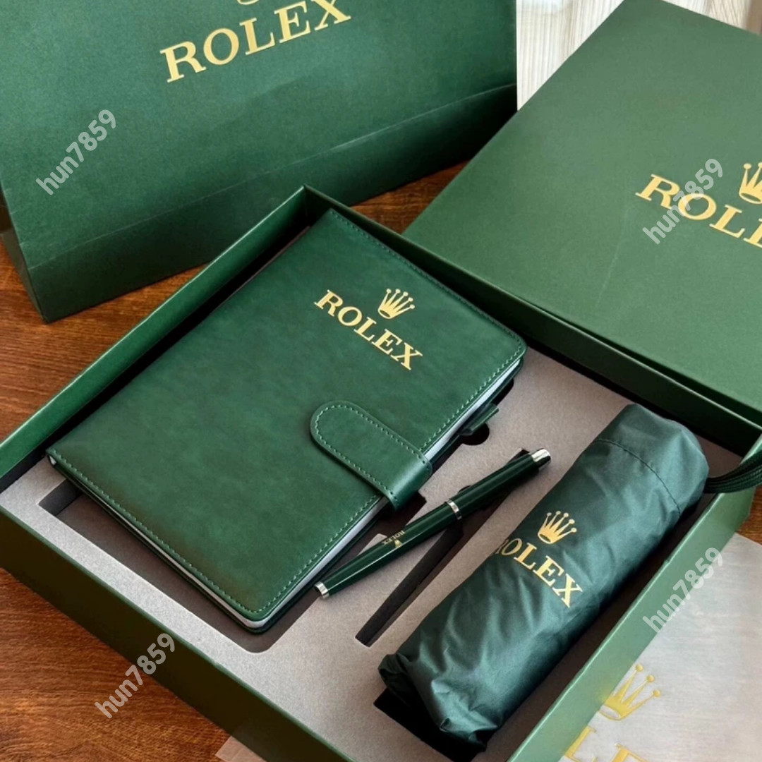 💎 Rolex Green VIP Gift Set Pen Notebook Umbrella Luxury Box Offer Welcome