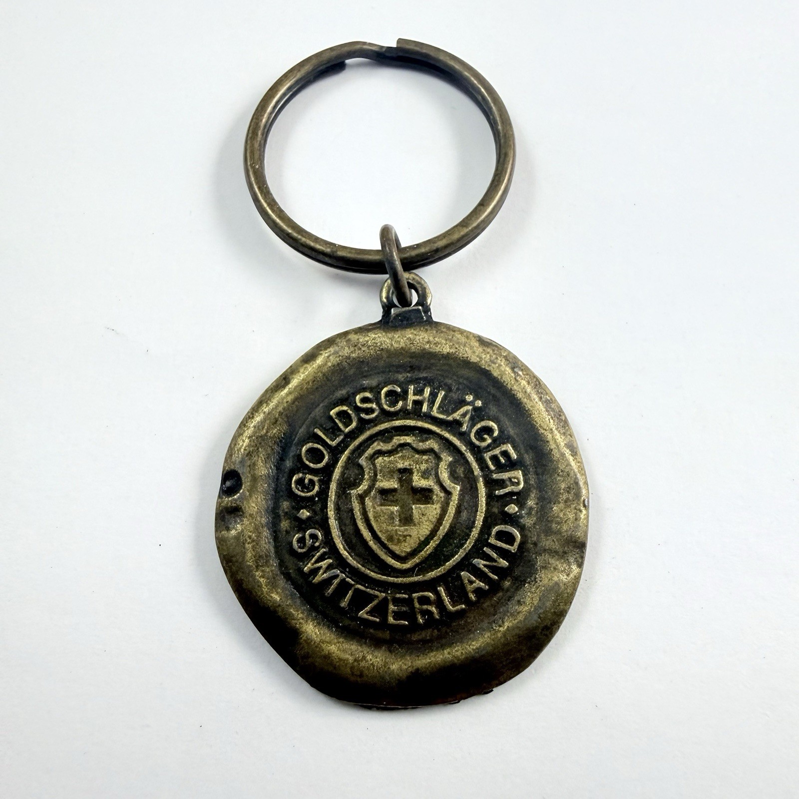 Vintage Brass Goldschlager Switzerland Liquor Coin Key Chain Promo Advertising