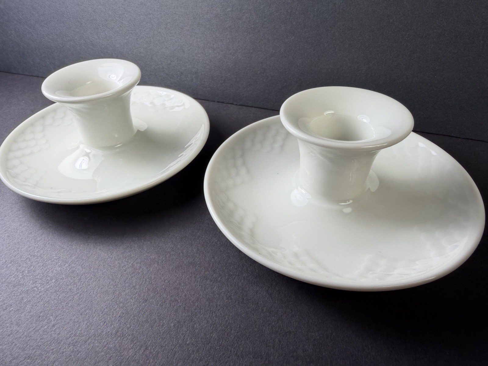 VTG Bing & Grondahl Copenhagen Seagull  Rim Candle Holders 501 Cream