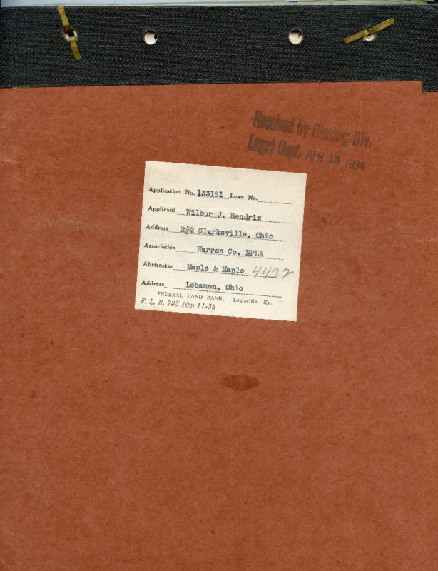 1909 Warren Ohio-Abstract Of Title - TICHENOR + Family 