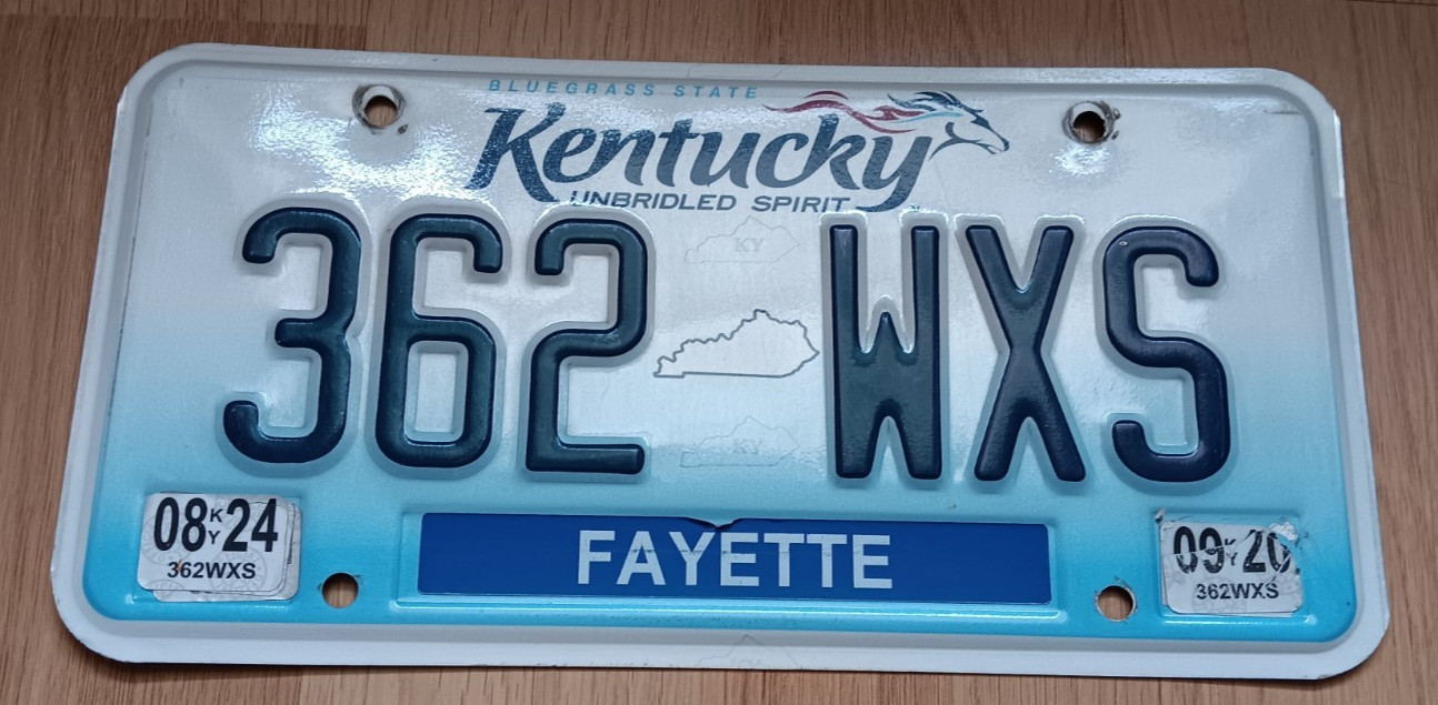 Kentucky License Plate 362WXS 2024 Fayette Bluegrass Man Cave Garage Tag Decor