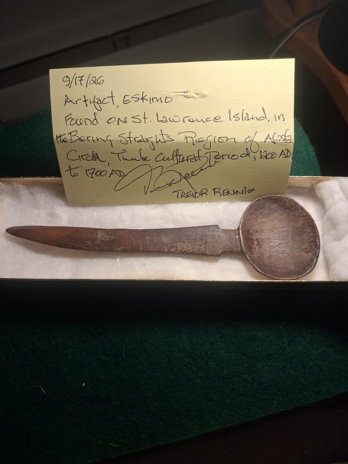 Museum Grade Thule Inuit Eskimo Alaska Bone Spoon Artifact Circa 1200-1700 AD