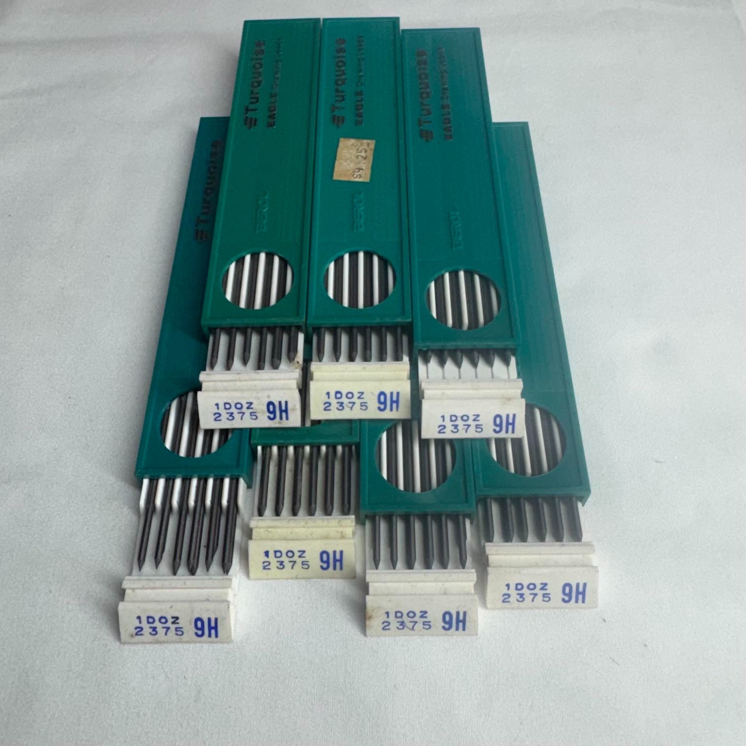Vintage Berol Turquoise Eagle 2375 9H Drawing Leads, 7 Tubes Drafting Refill