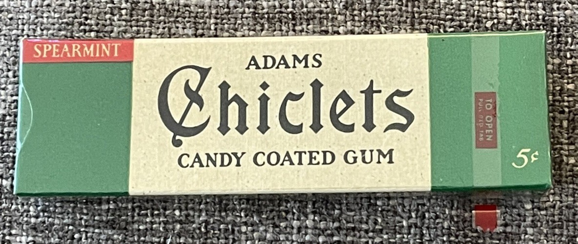 Vintage 1938 ADAMS SPEARMINT CHICLETS Chewing Gum  Cello-Sealed  NOS  RARE