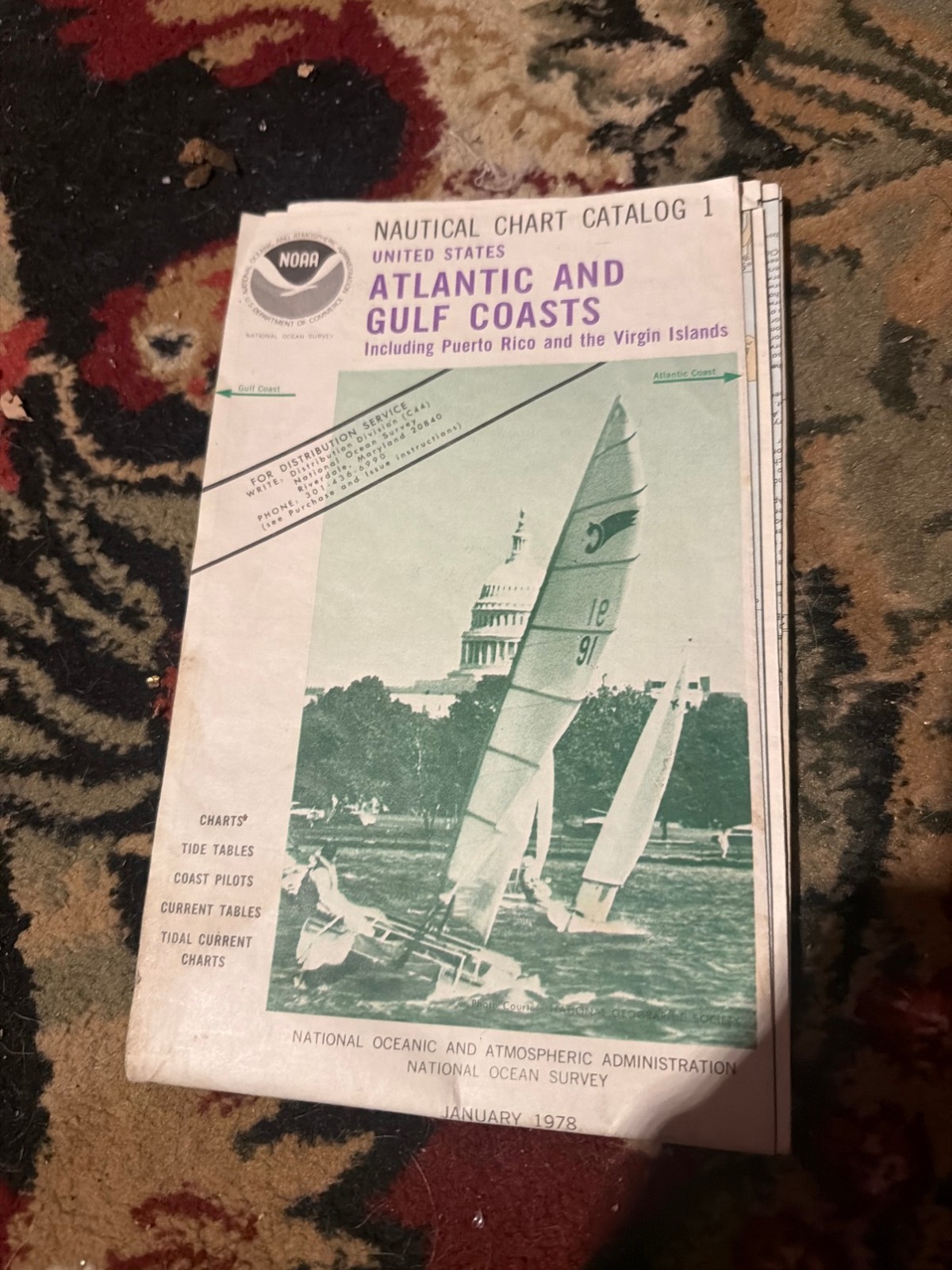 Vintage 1978 Nautical Chart Catalog 1 - US Atlantic & Gulf Coasts NOAA National 