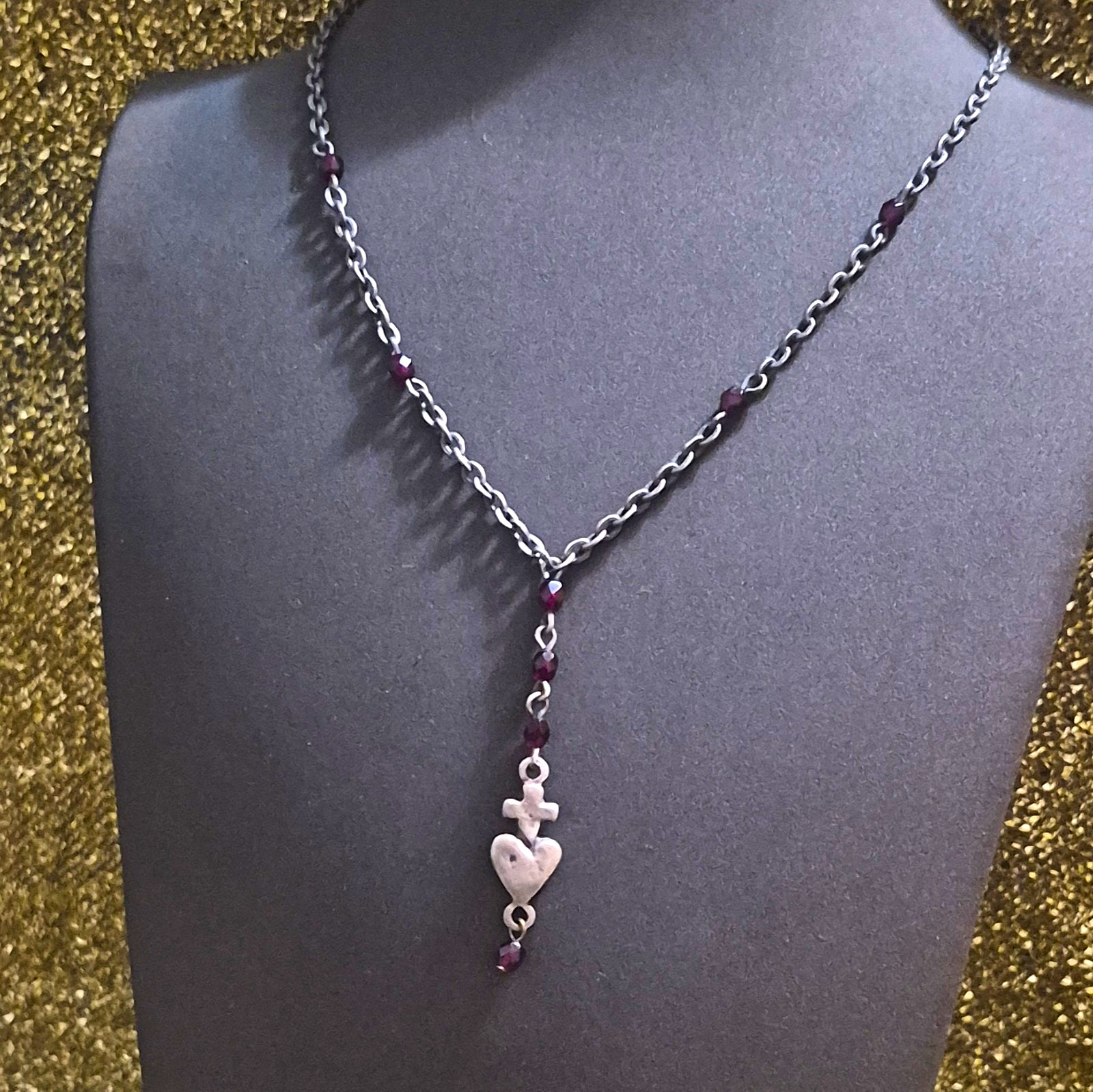 Vintage Official Buffy the Vampire Slayer Y-Necklace Rosary Cross Heart Y2K 16