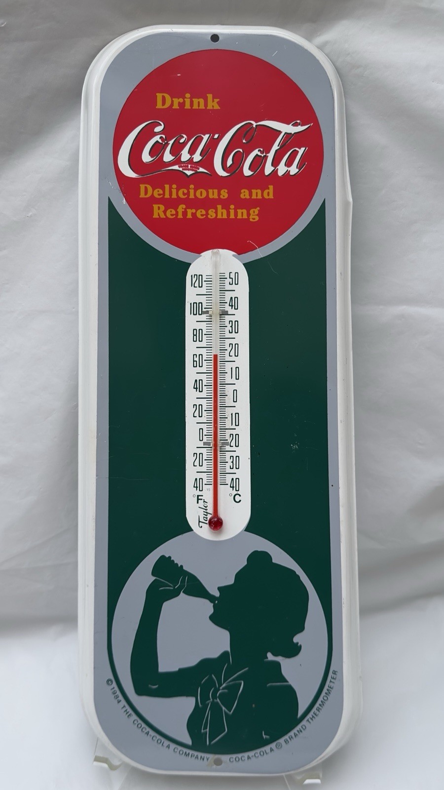 Vintage Cola-Cola  Silhouette Girl  Thermometer - 1984
