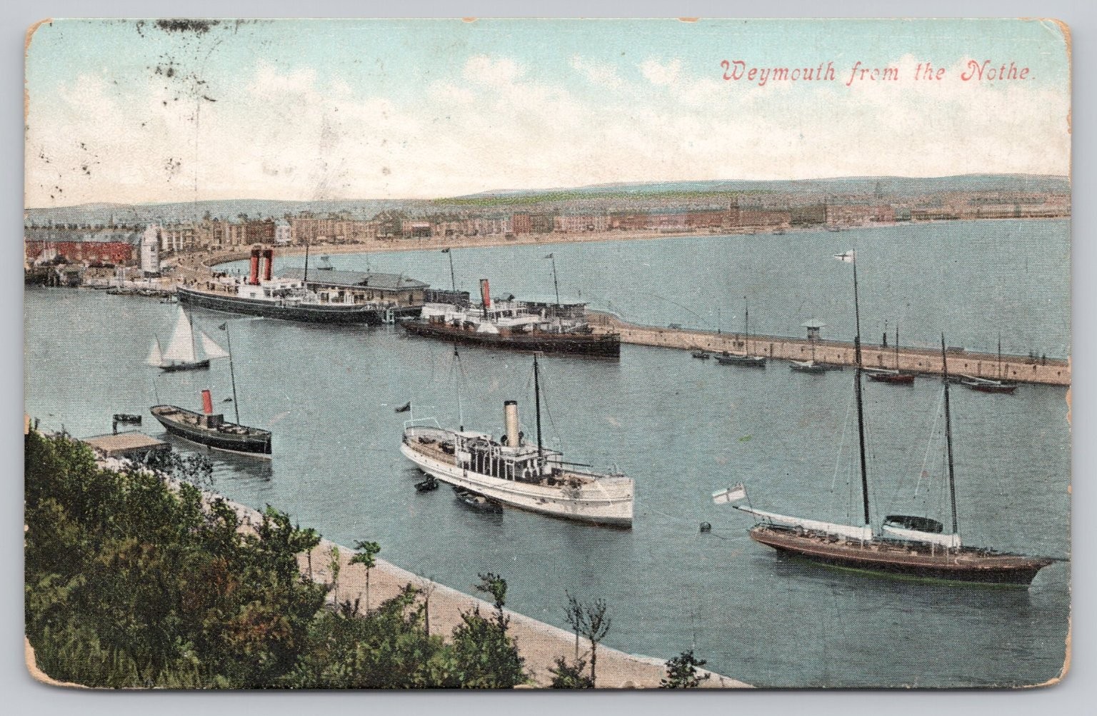 Vintage Weymouth from the Nothe Harbor Scenic Postcard 1908 UK