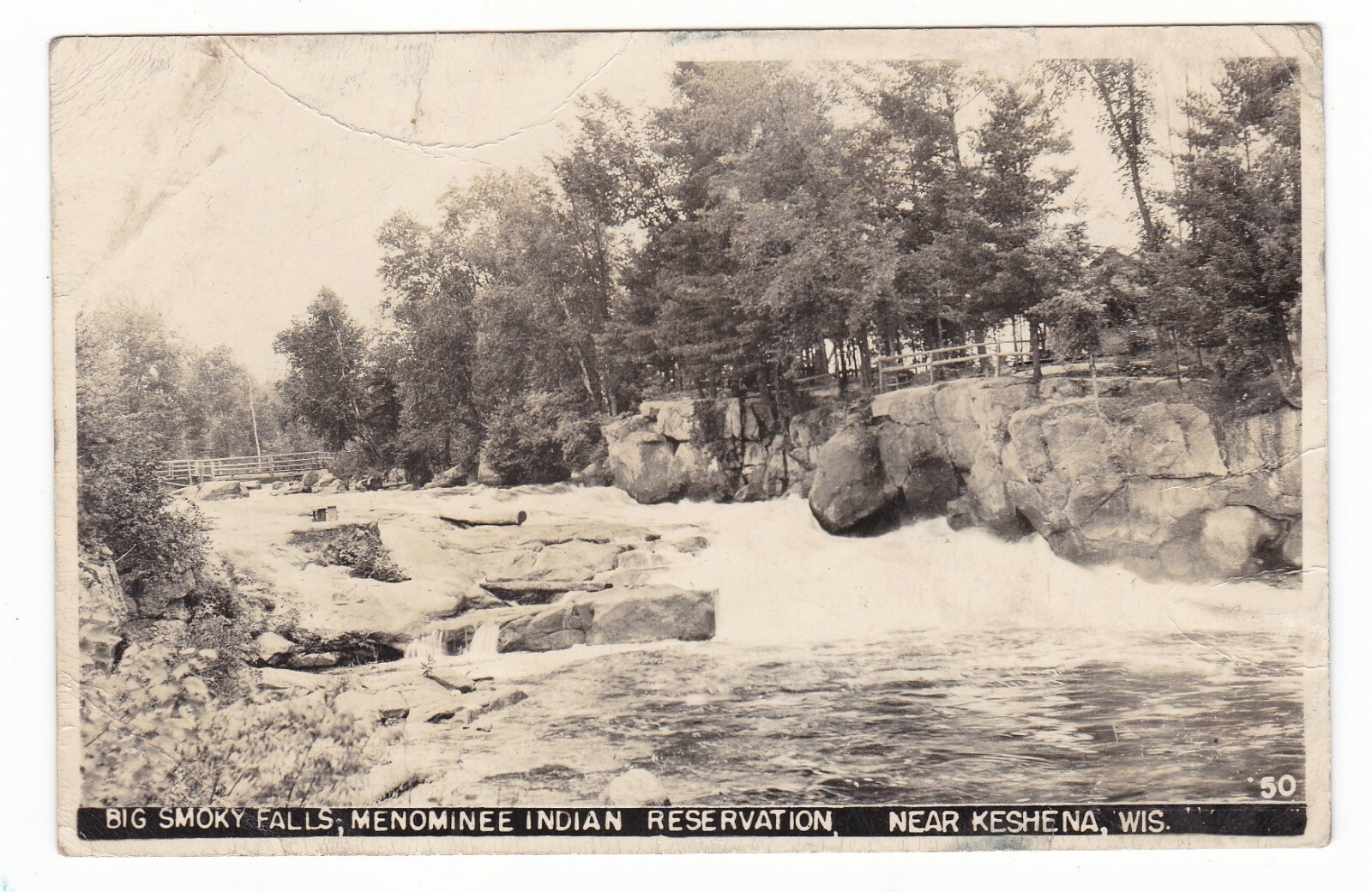 1948 RPPC KESHENA WISCONSIN BIG SMOKY FALLS MENOMINEE INDIAN VINTAGE POSTCARD WI