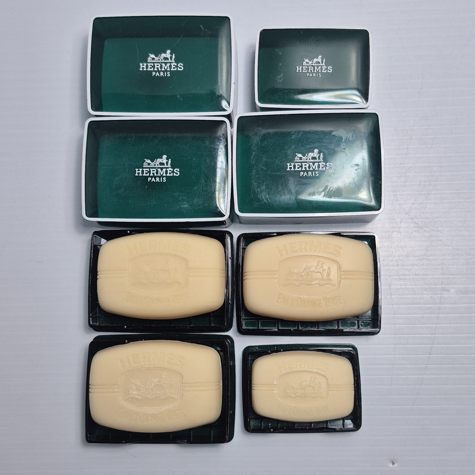 HERMES Mini soap+travel case Le Bristol Paris 50g Eau D'Orange Verte New Lot 4
