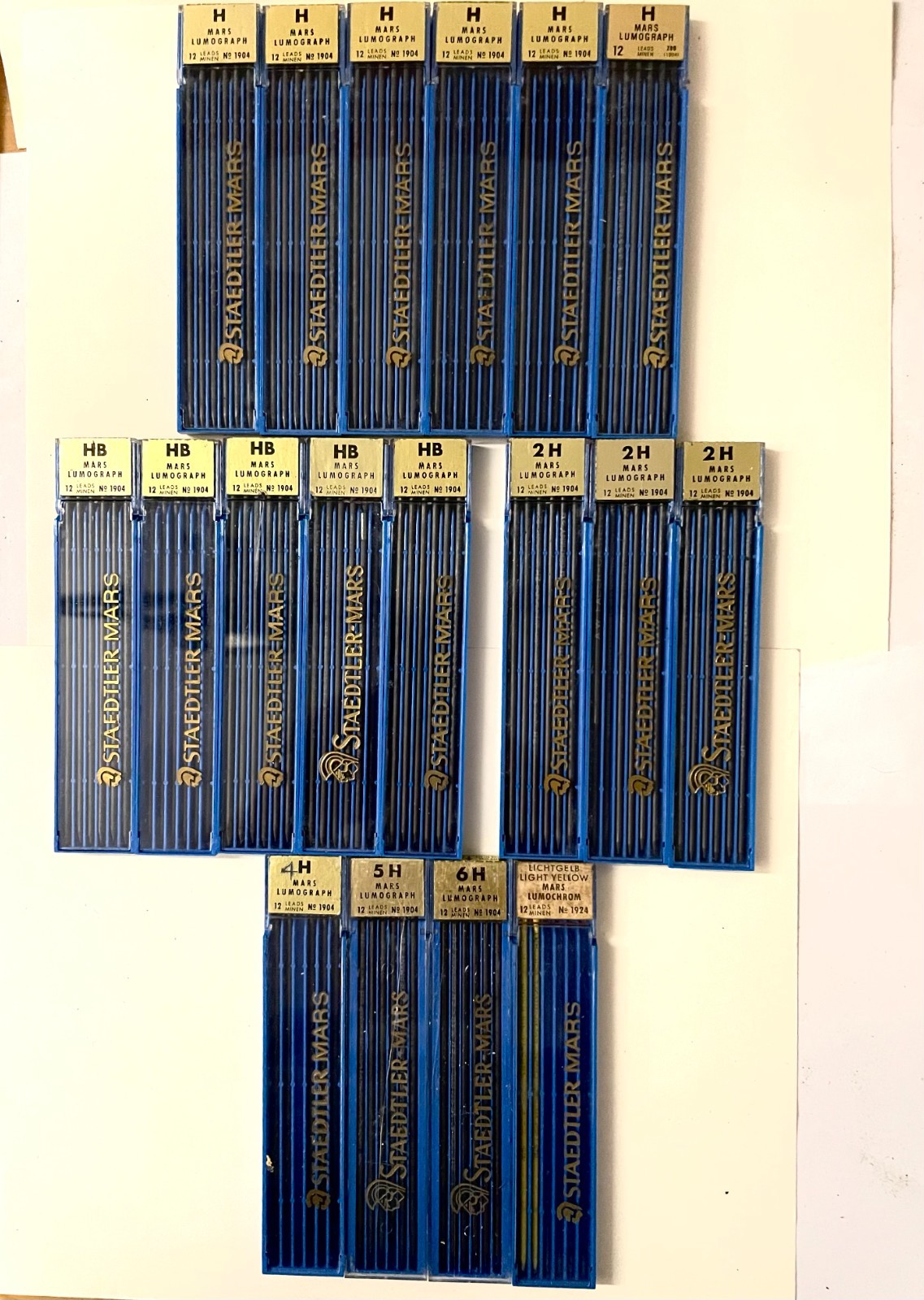 Vintage Staedtler Mars Lumograph Refill Leads 1904 H 2H 3H 4H 5H 6H Rare 1924