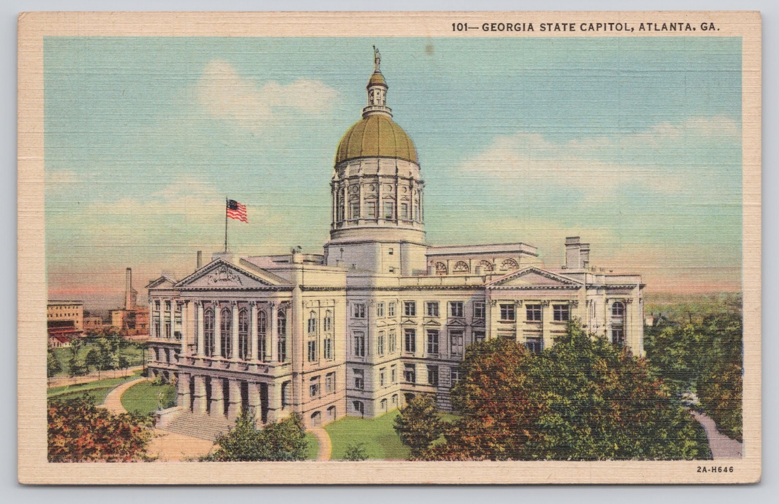 Atlanta GA Georgia State Capitol Building RPO 1945 Linen Postcard