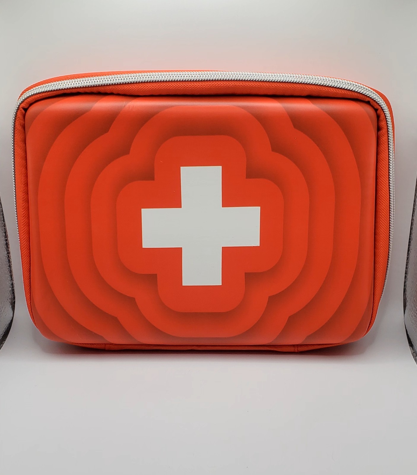 Johnson & Johnson First Aid Kit Case Empty Hard Shell Red Bag Travel Cross 9in