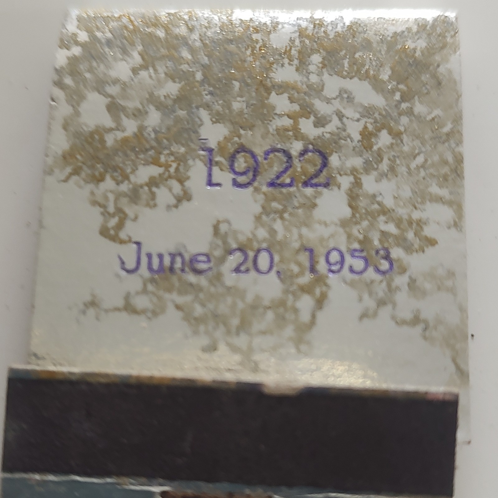 Vintage Matchbook Cover Matchcover Striker Bottom Marked L922 June 20, 1953