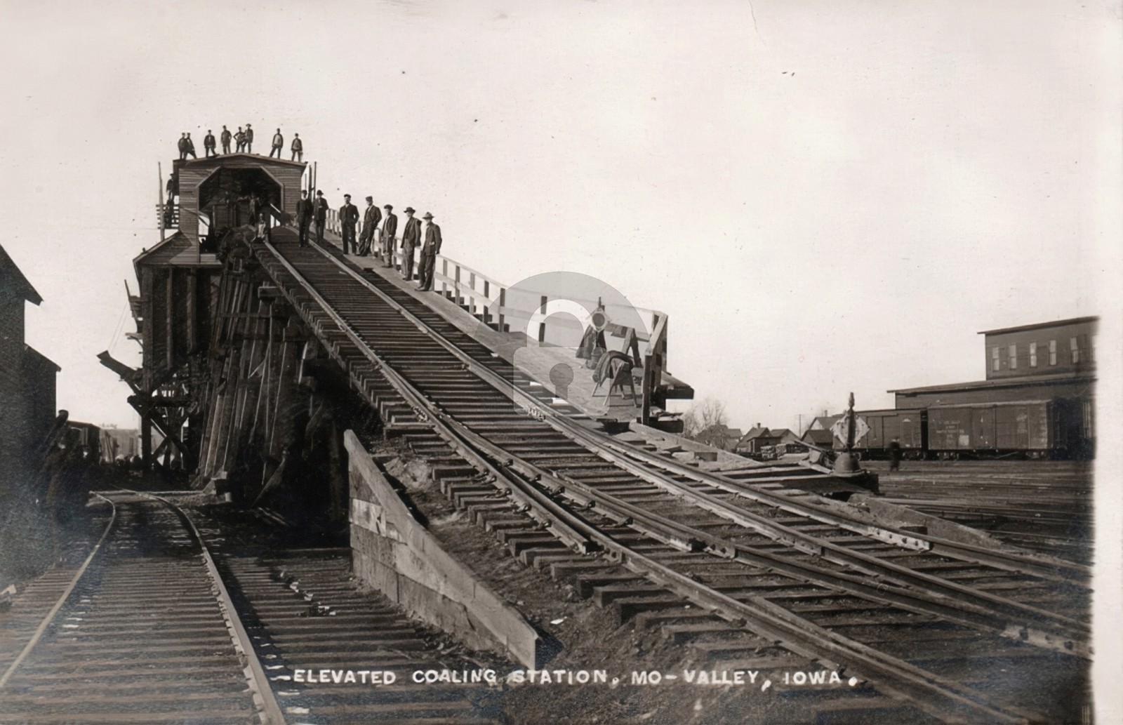 Missouri Valley Iowa 1910 COALING STATION Elevated RAILROAD RPPC Postcard COPY