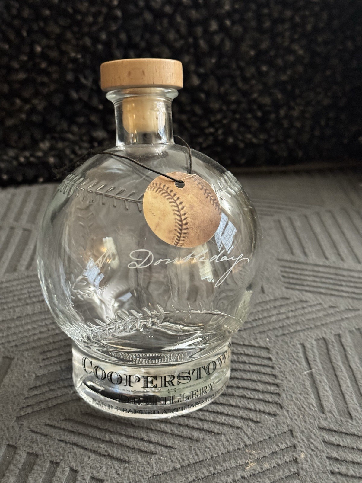 Cooperstown Distillery Doubleday Bourbon Decanter Baseball Shaped Glass-NEW