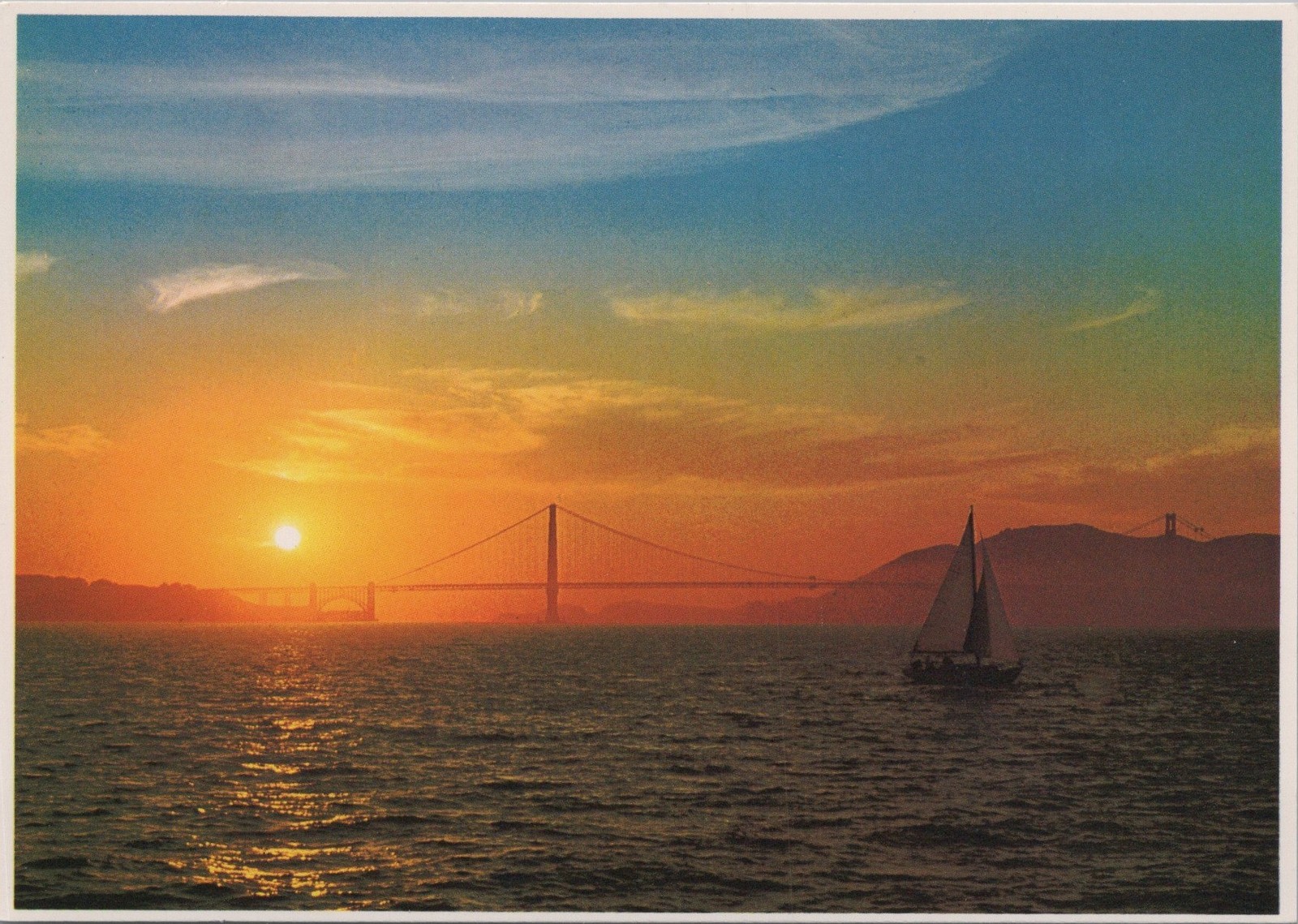 Vintage Golden Gate Bridge San Francisco CA Chrome 4x6 Autumn Sunset Postcard