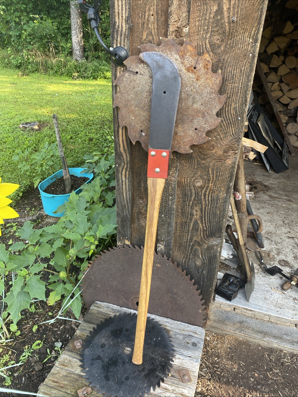 Vintage 48”Ames Brush Hook Axe Woodlands Clearing Tool