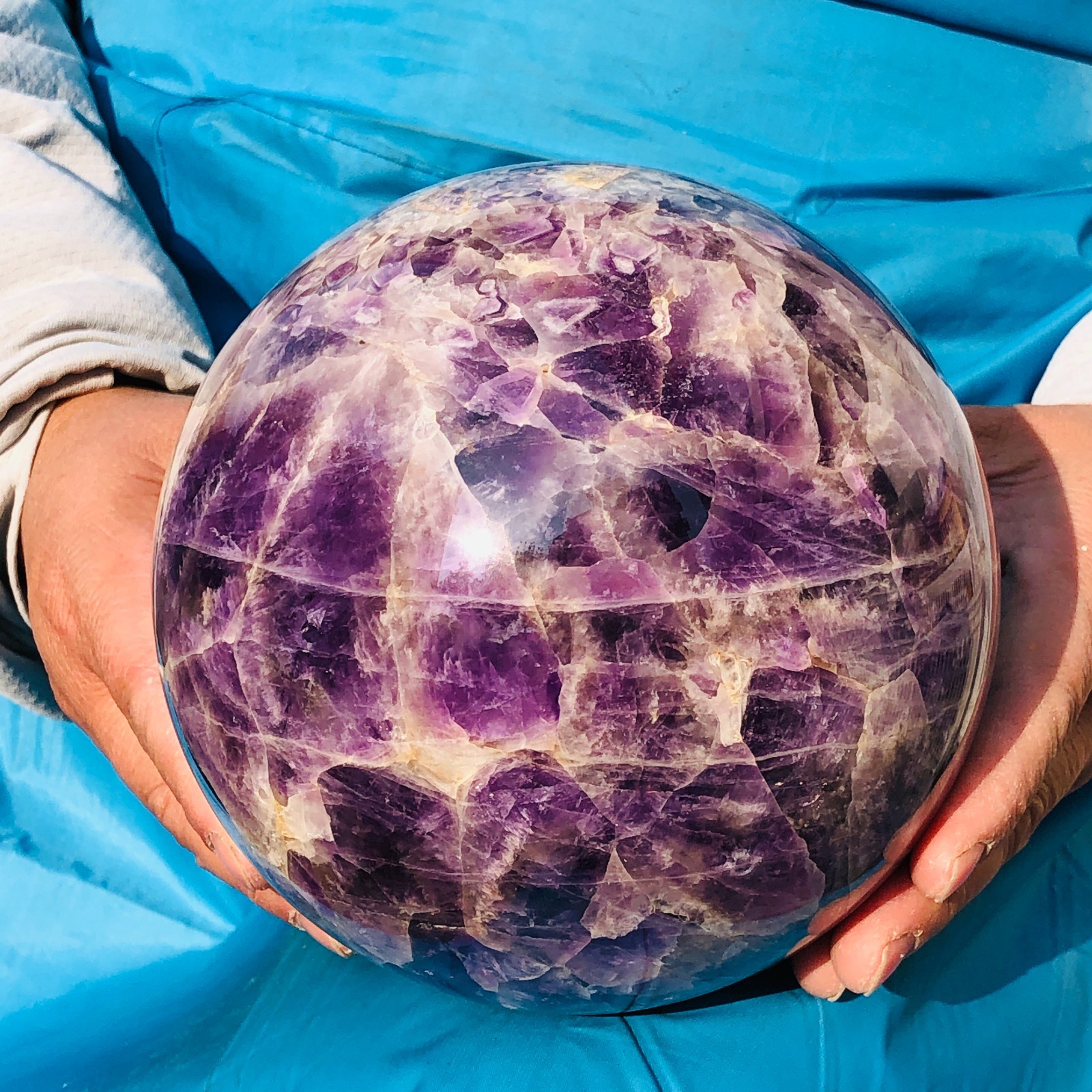 9.13LB Natural Dream Amethyst Sphere Polished Quartz Crystal Ball Healing 299