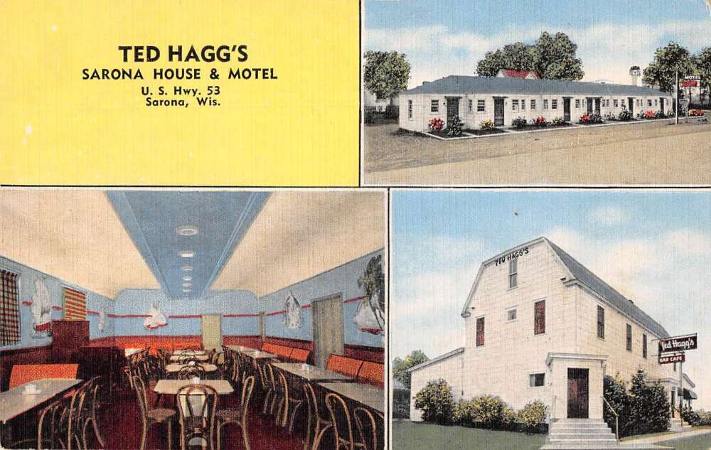 Sorona Wisconsin Ted Hagg\'s Sarona House and Motel Vintage Postcard AA37746