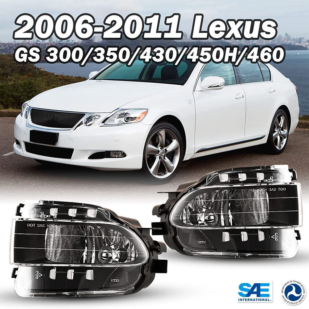 Fog Lights for 06-11 Lexus GS 300 350 430 450H 460 Assembly Lamp Clear Lens Pair