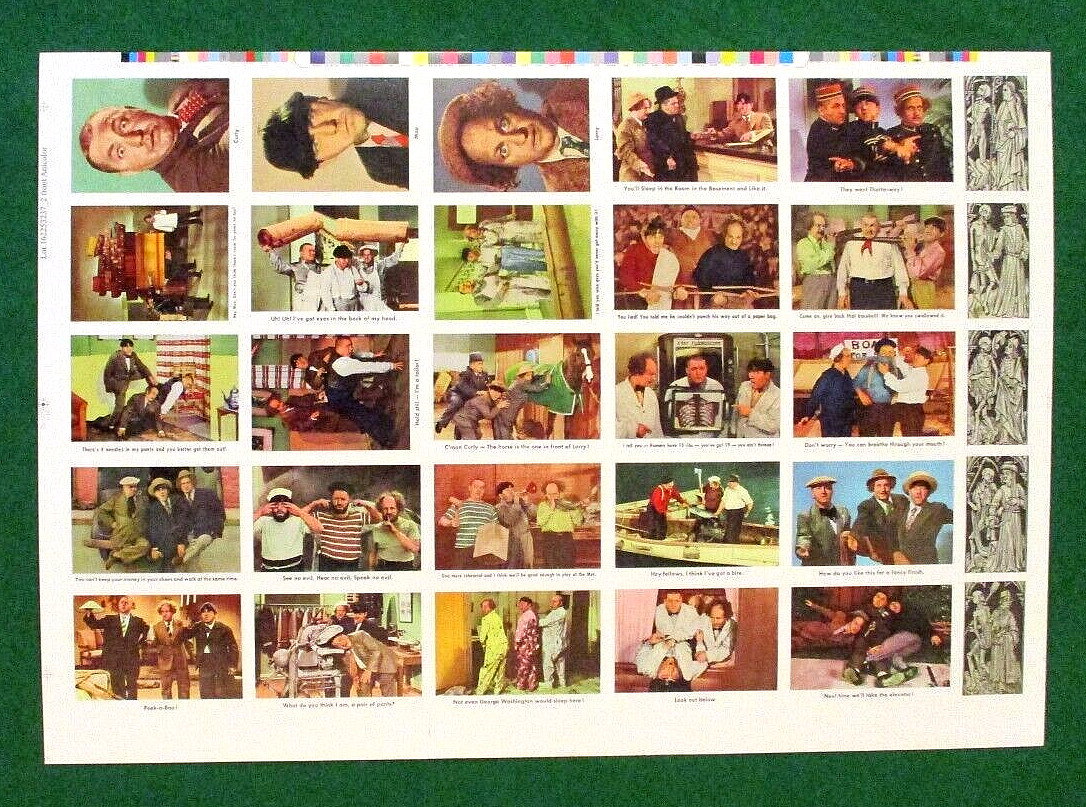 Three Stooges 1959 FLEER REISSUE 2016 RRPARKS UNCUT SET SHEETS W/RARE CHECKLISTS