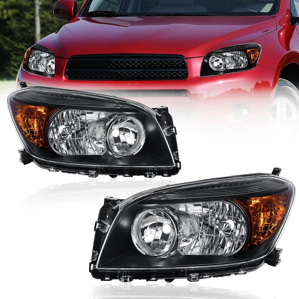 Pair Headlights Assembly Compatible for 2006-2009 Toyota RAV4 4-Door Halogen Onl