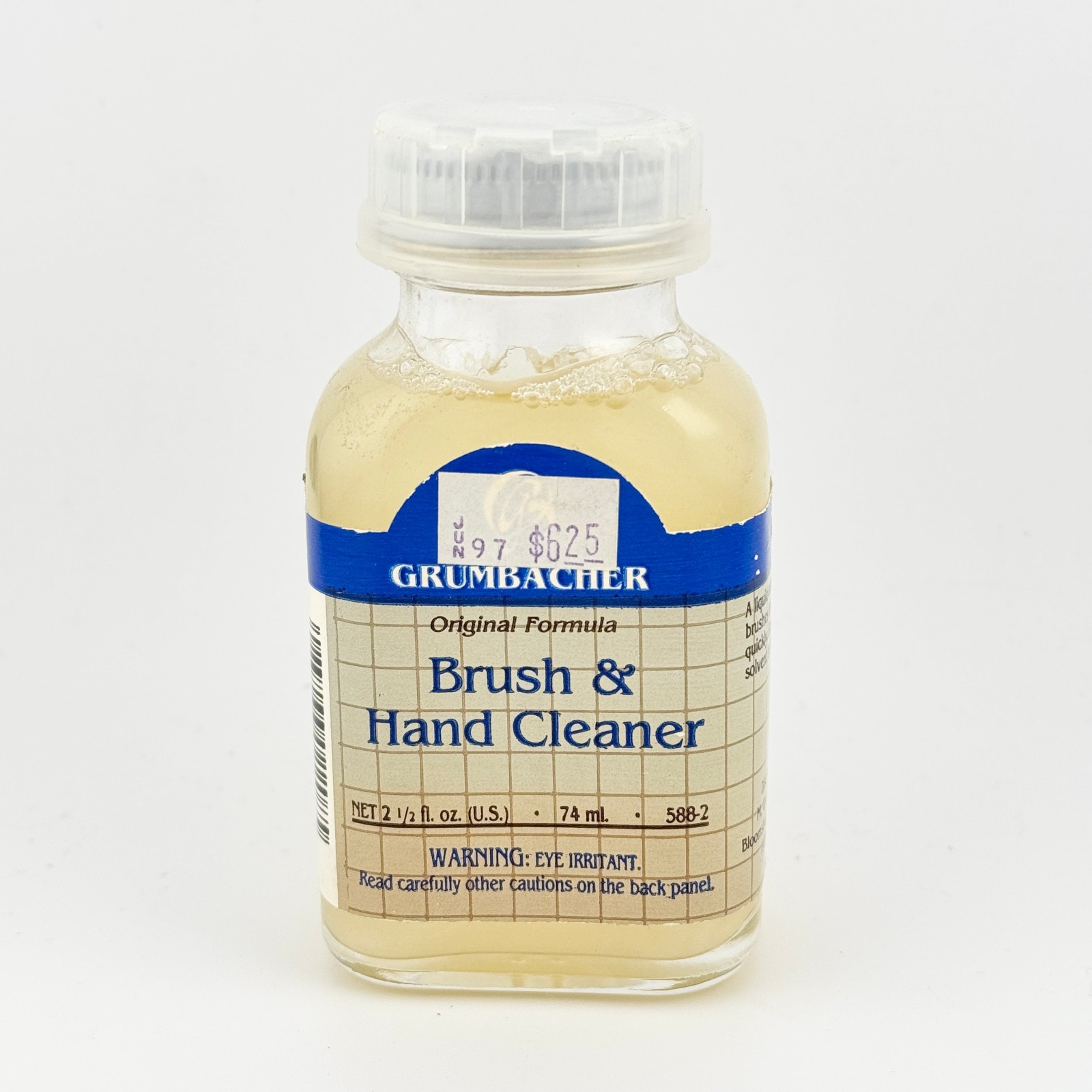 Vintage Grumbacher Oil Paint Brush & Hand Cleaner 2.5 Fl. Oz Glass Container J