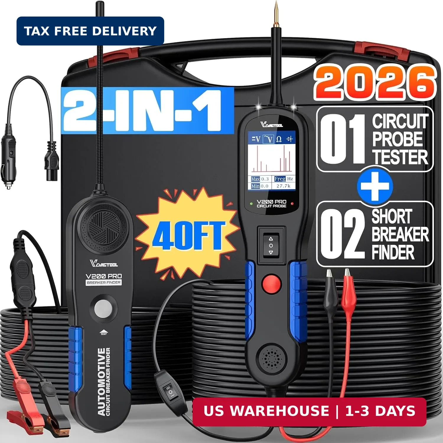 V200 12/24V Pro Automotive Power Circuit Probe Tester Breaker Finder Tool