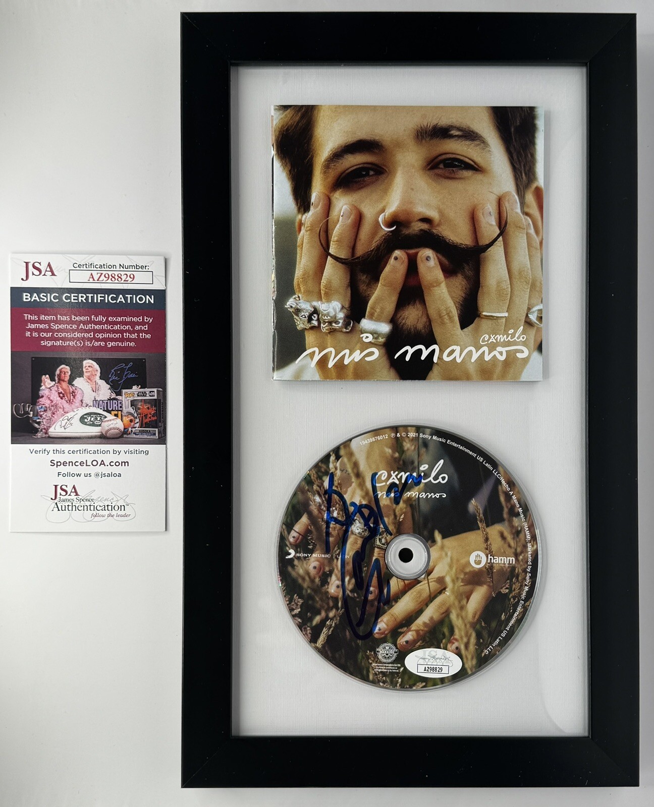 CAMILO COLOMBIAN SINGER “MIS MANOS” ENMARCADO FIRMADO SIGNED FRAMED CD - JSA COA