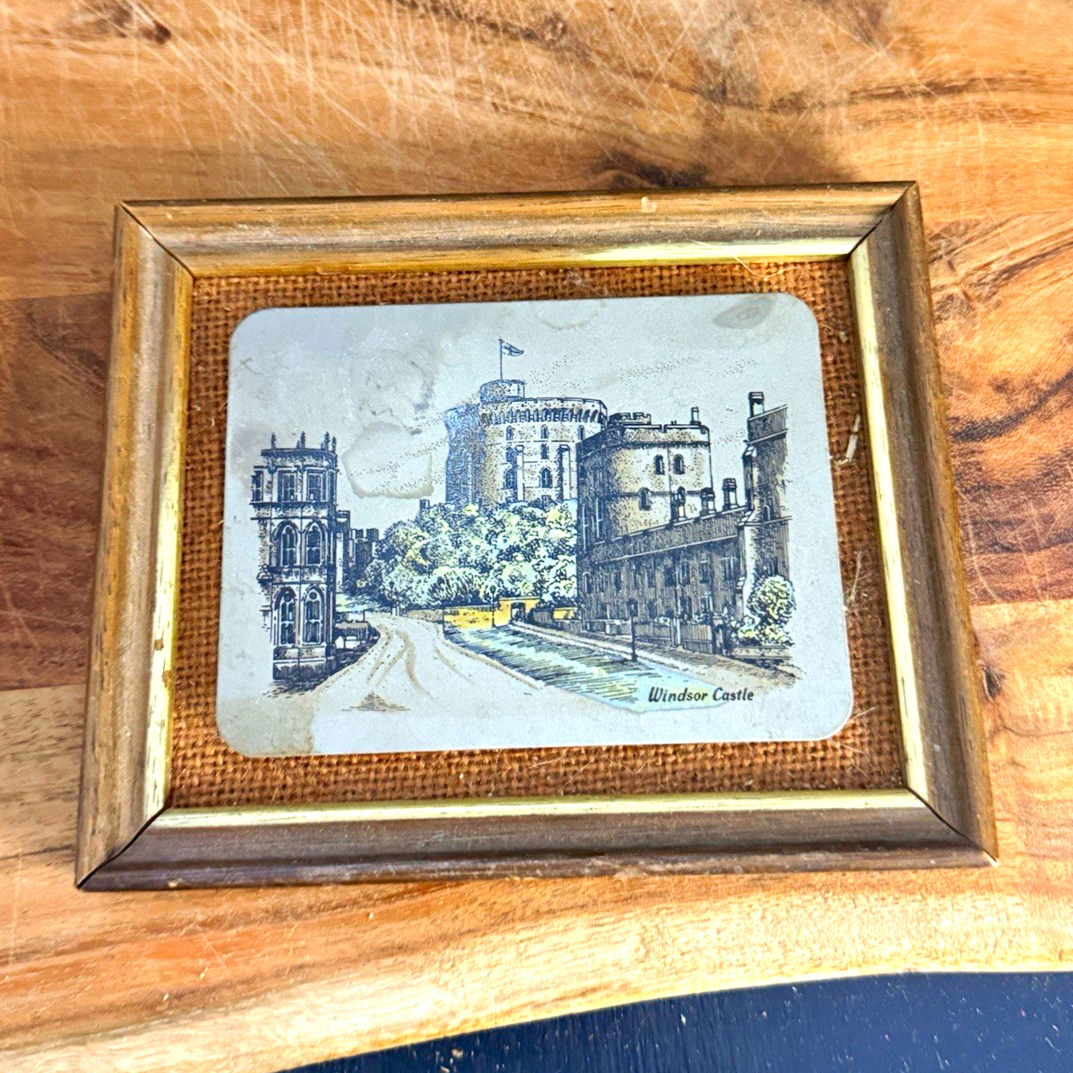 Vintage 1970s Lewis Clayton Titanium Metal Etching Windsor Castle Framed Art