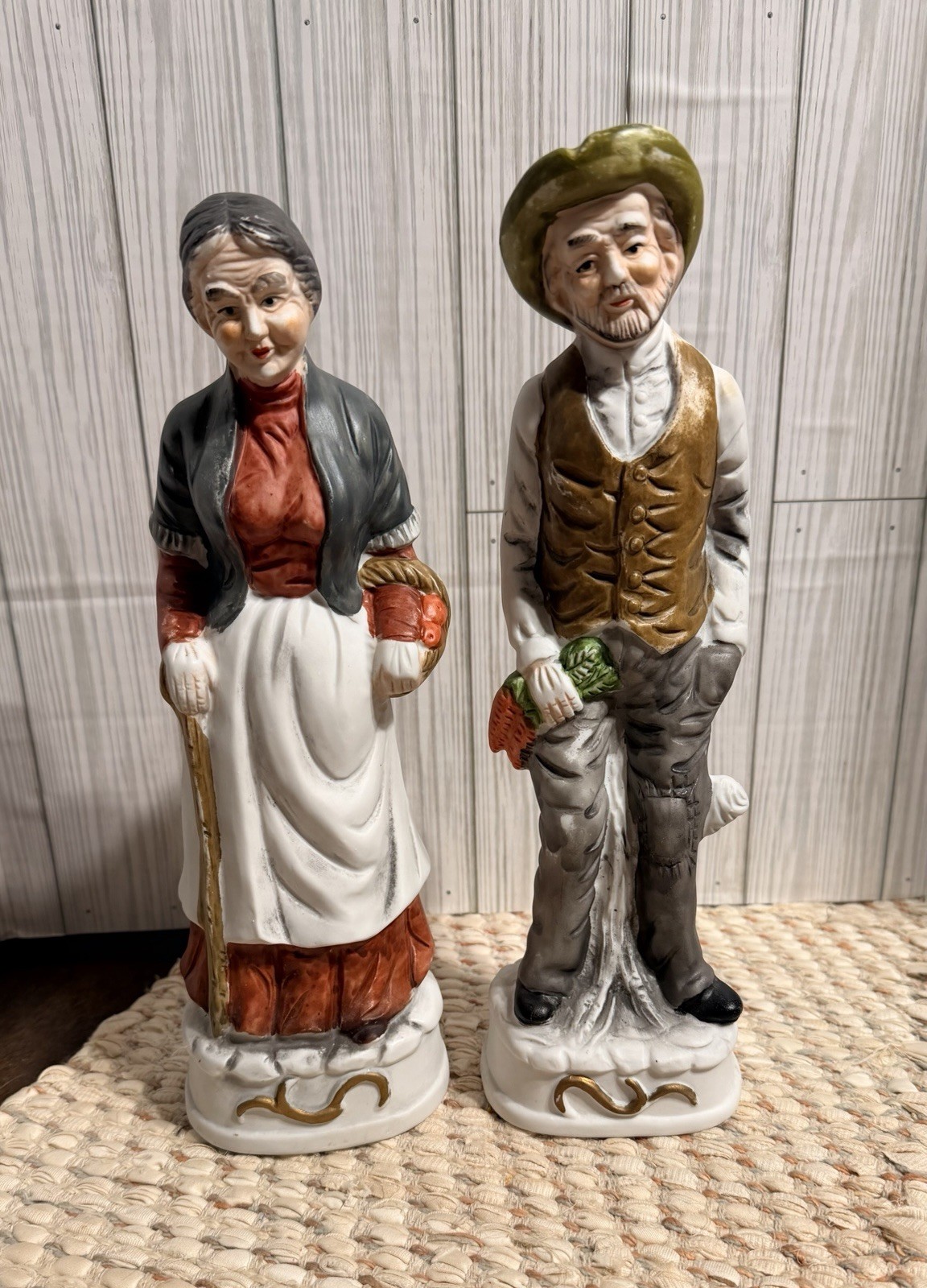 Vintage Flambro Grandma & Grandpa Figurines: Porcelain Couple Statues