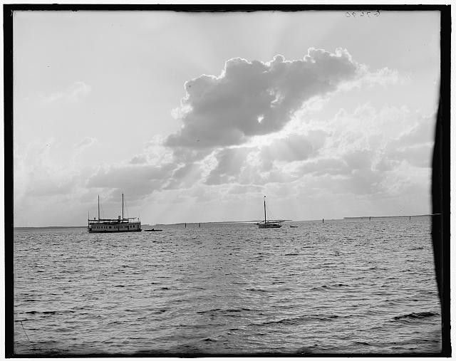Photo:Miami Florida Miami River 1900s Sailboats Sunrise or Moonlight