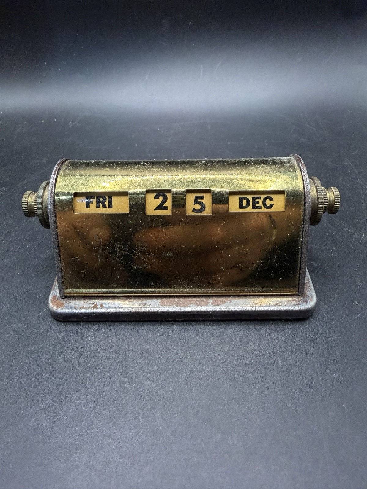 Vintage Park Sherman Brass Roll Perpetual Desk Calendar Springfield ILL Works